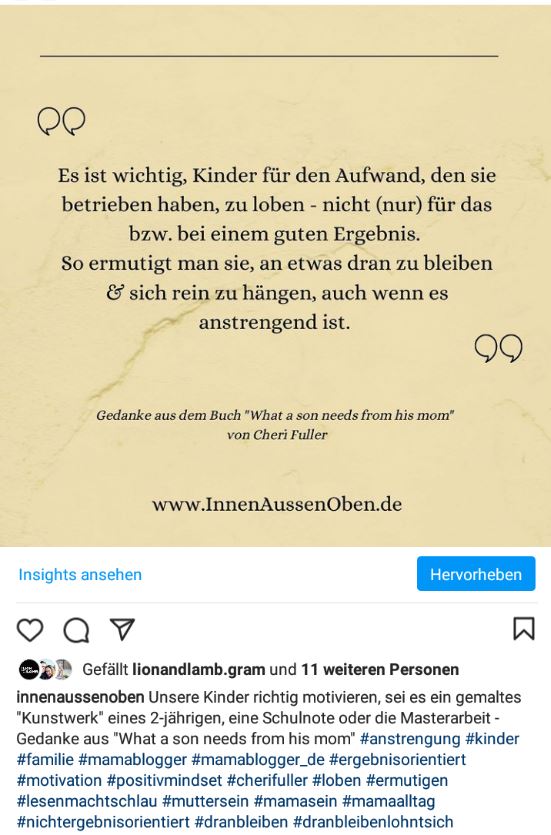 Instagram - Kinder motivieren