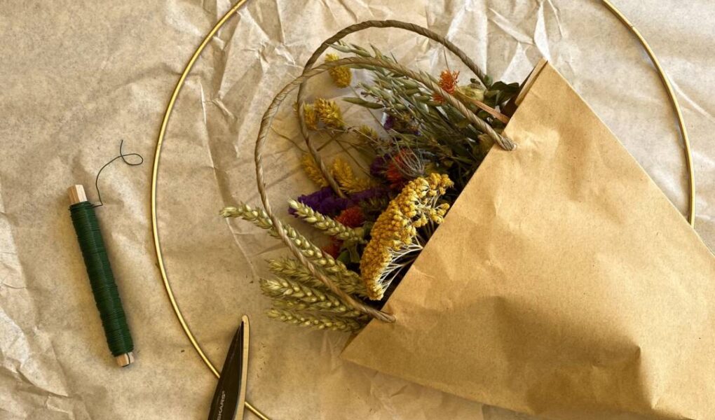 Boho-Kranz aus Trockenblumen - Material und Werkzeug