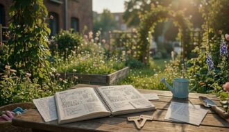 Gartenplanung für Anfänger – handgeschriebener Gartenplan im Notizbuch